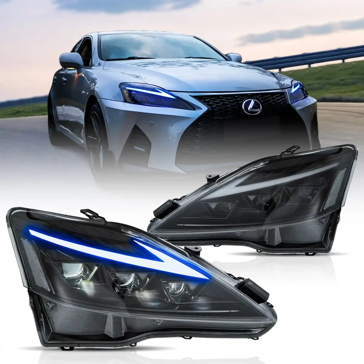 06-13 IS350 Headlights Assembly With LED Start-up Animation - Image 1