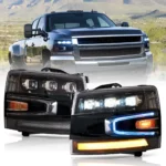 2007-2013 Chevy Silverado Headlights With LED Matrix Projector