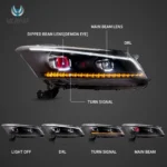2008-2012 Honda Accord Headlights Replacement With LED Upgrade Kits Function Show