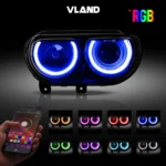 08-14 Dodge Challenger Headlights Aftermarket RGB Assembly - Image 5