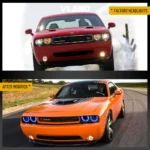 2010 Dodge Challenger Headlights (08-14) Aftermarket RGB Assembly Before and After