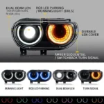 2010 Dodge Challenger Headlights (08-14) Aftermarket RGB Assembly Function Show