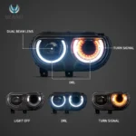 Dodge 2014 Challenger Headlights Replacement (08-14) With Demon Style Function Show