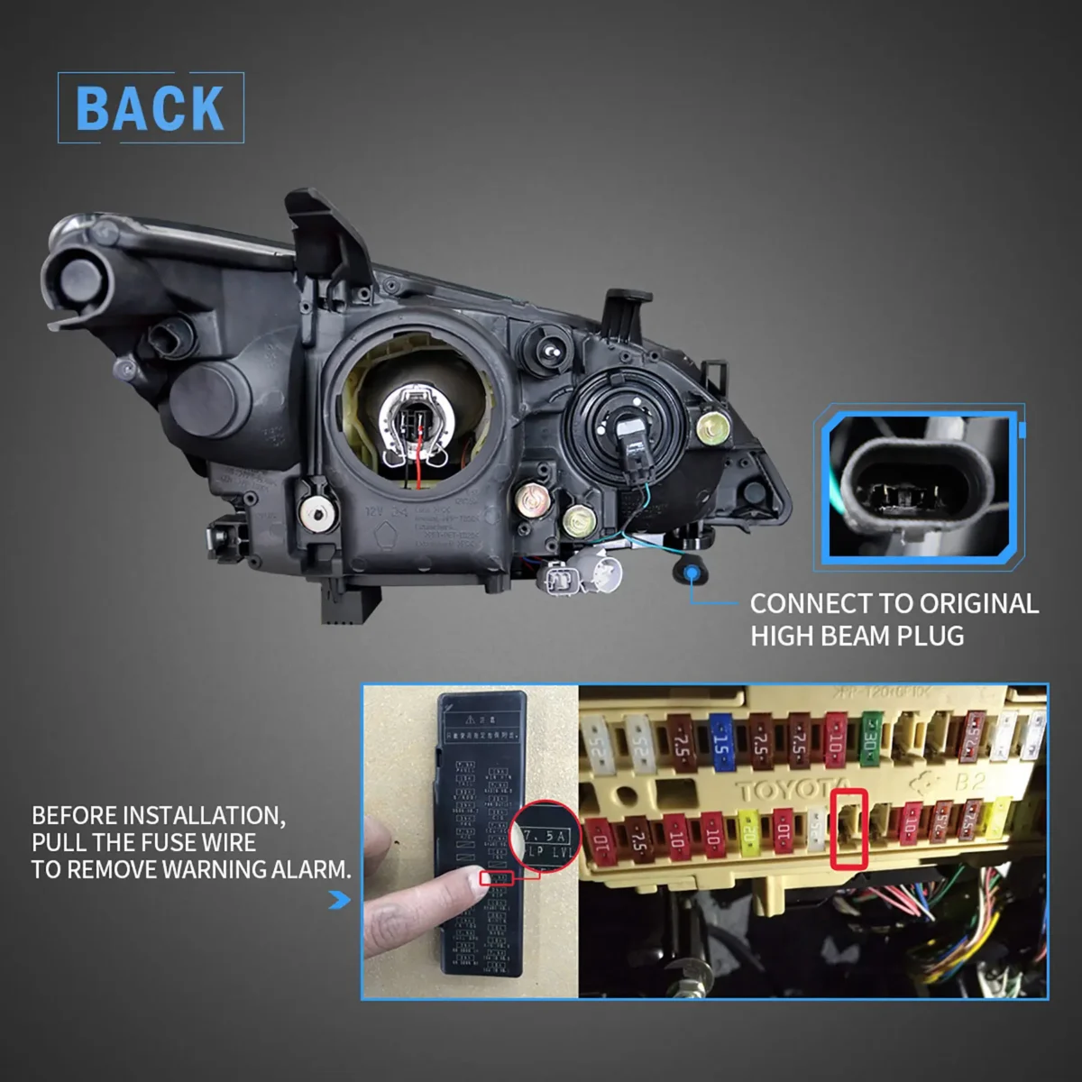 2010 Lexus ES 350 Headlights (10-12) Replacement LED Projector Wiring Harness2