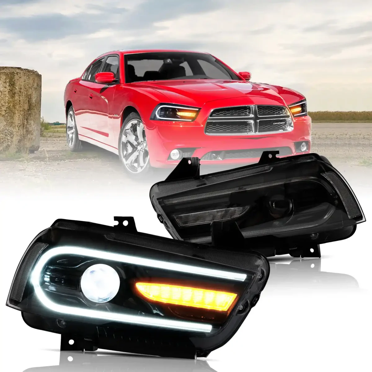 2014 Charger Headlights Replacement (11-14) With LED Projector O