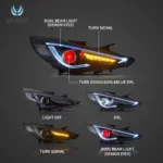 2013 Hyundai Sonata Headlights Assembly (11-14) With Demon Eye Style Function Show