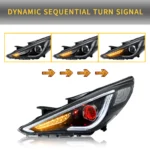 2013 Hyundai Sonata Headlights Assembly (11-14) With Demon Eye Style Sequential Turn Signal