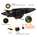 2013 Hyundai Sonata Headlights Assembly (11-14) With Demon Eye Style Wiring Harness