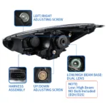 2016 Ford Focus Headlights ST:SE LED Projector (15-18) With Demon Eyes Wiring Harness