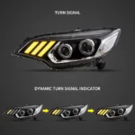 2016 Honda Fit Headlights Assembly (15-20) With LED Projector Sequential Turn Signal