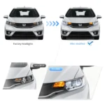 2015 Honda Fit Headlights Replacement (15-20) With DRL LED Assembly Before and After