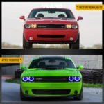 2016 Dodge Challenger Headlights (15-Present) Upgrade To RGB LED Style Before and After