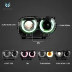 2016 Dodge Challenger Headlights (15-Present) Upgrade To RGB LED Style Function Show