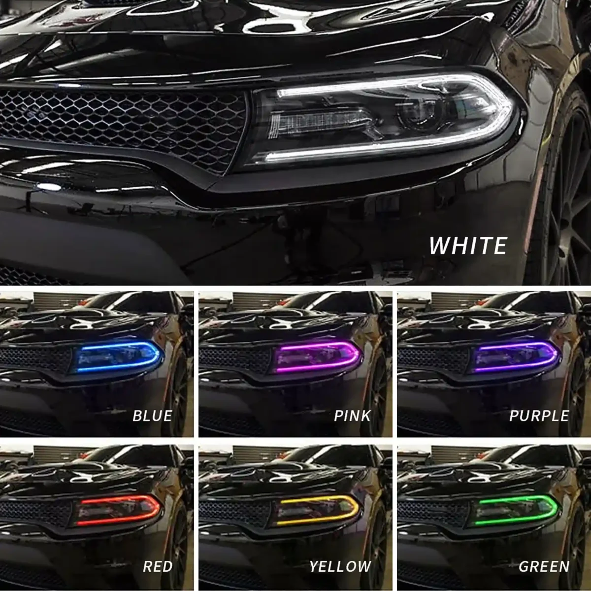 15-Present Dodge Charger Headlights With RGB LED Customized Kit - Image 4