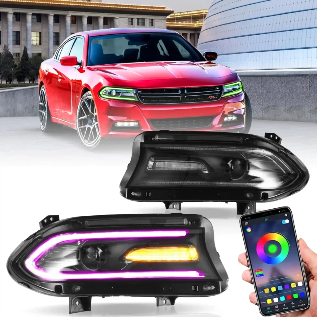 2016 Dodge Charger Headlights (15-Present) With RGB LED Customized Kit O
