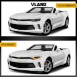 Camaro Headlights 2016-2018 Replacement With Dual Beam LED Projector Before and After