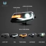 Camaro Headlights 2016-2018 Replacement With Dual Beam LED Projector Function Show