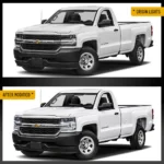 16-18 Silverado Headlights Cool Style With LED Reflection Bowl Before and After
