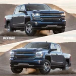 2016-2018 Silverado 1500 Headlights Custom With Dual Projector Chrome Before and After