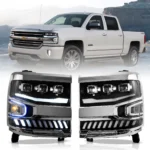 2016-2018 Silverado 1500 Headlights Custom With Dual Projector Chrome C