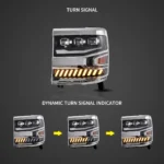 2016-2018 Silverado 1500 Headlights Custom With Dual Projector Chrome Sequential Turn Signal