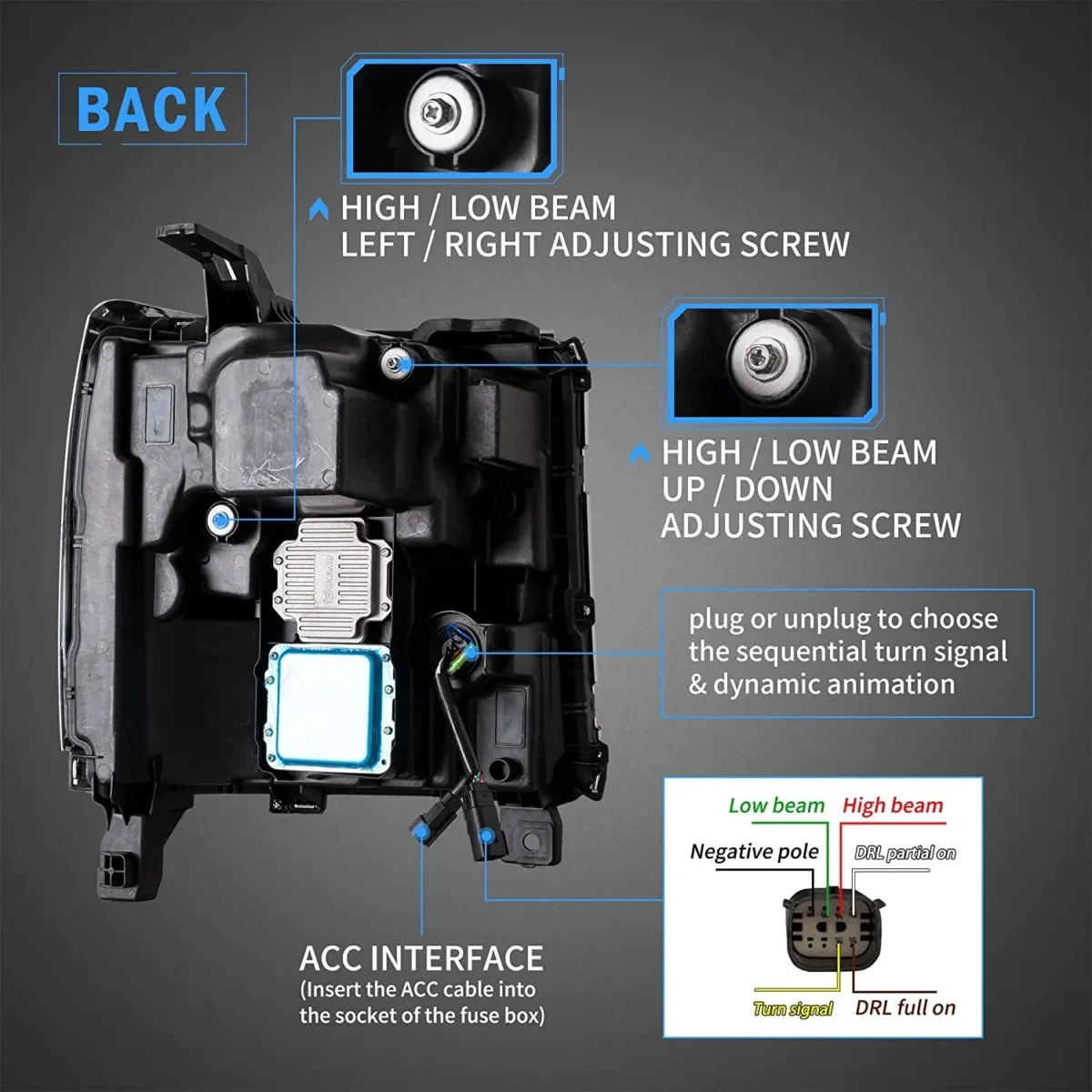 2016 Silverado 1500 Headlights Custom With Dual Projector Chrome Wiring Harness