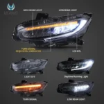 2016 Honda Civic Headlights Replacement (16-21) With LED Sequential Function Show