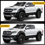 2019 ford Ranger LED Headlights Replacement (19-24) With Matrix Projector Before and After C