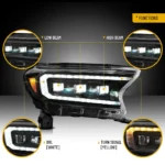 2019 ford Ranger LED Headlights Replacement (19-24) With Matrix Projector Function Show A
