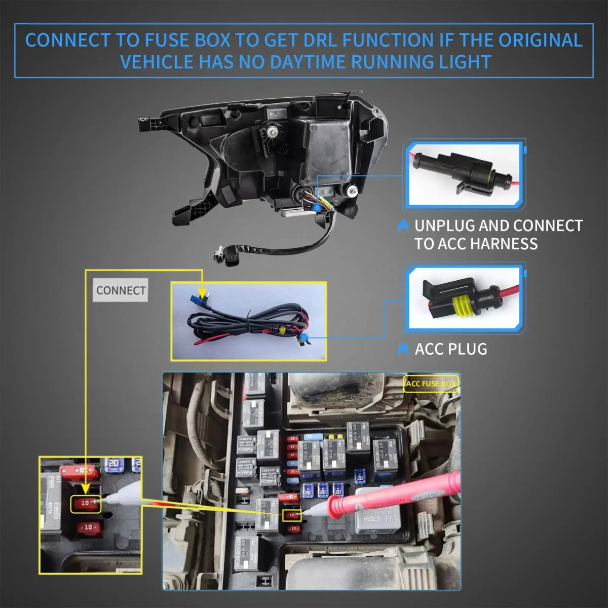 2019 ford Ranger LED Headlights Replacement (19-24) With Matrix Projector Wiring Harness2