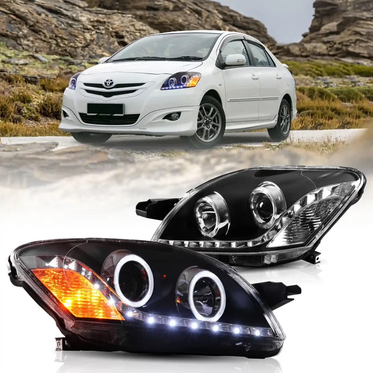 2007 Toyota Yaris Headlights (07-12) Sedan LED Projector Assembly
