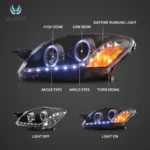07-12 Toyota Yaris Headlights Sedan LED Projector Assembly - Image 2