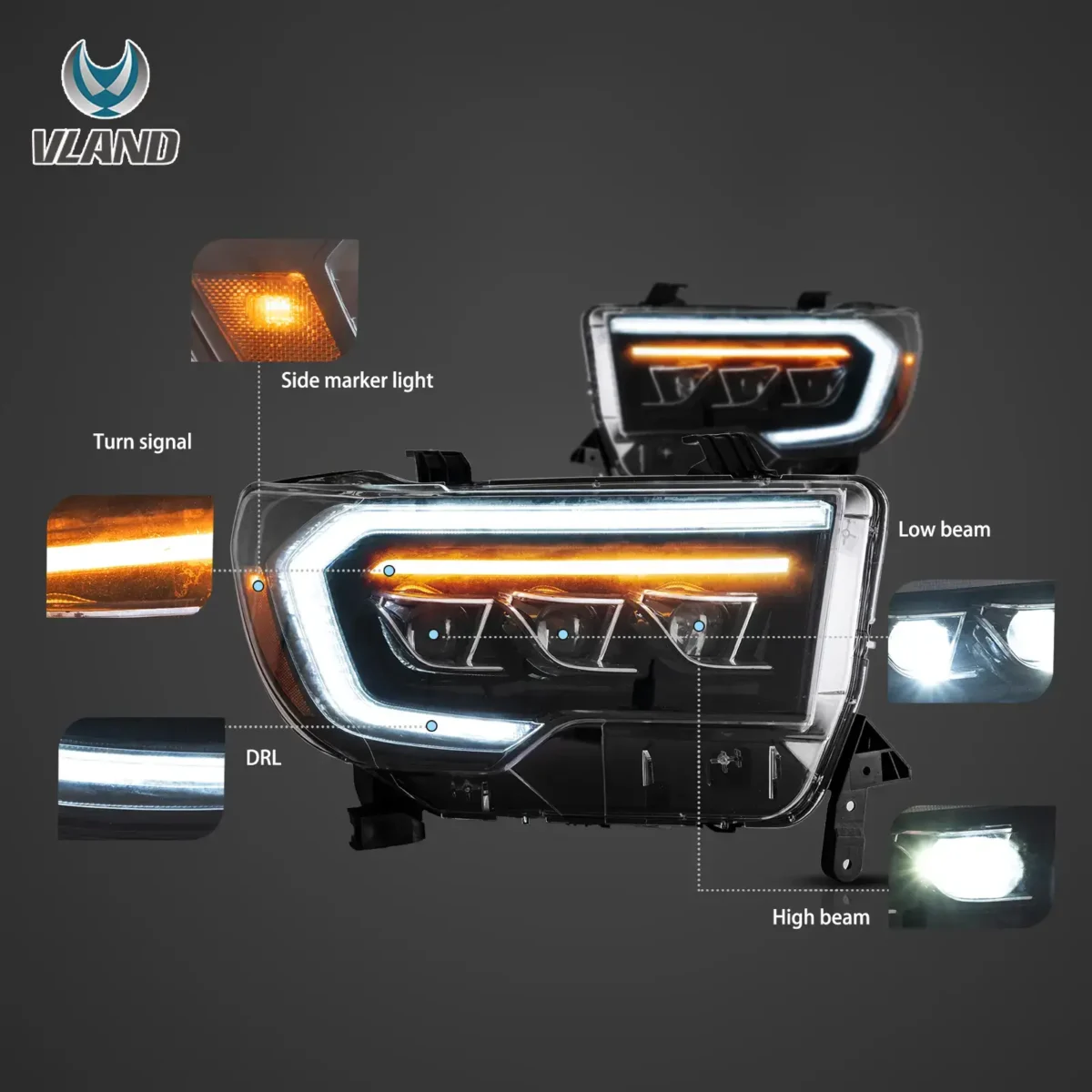 2007-2013 Tundra Headlights Replacement With LED Matrix Projector Function Show