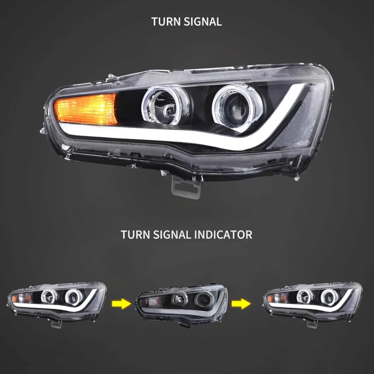 2008 Mitsubishi Lancer Headlights Replacement (08-17) With LED Projector Sequential Turn Signal