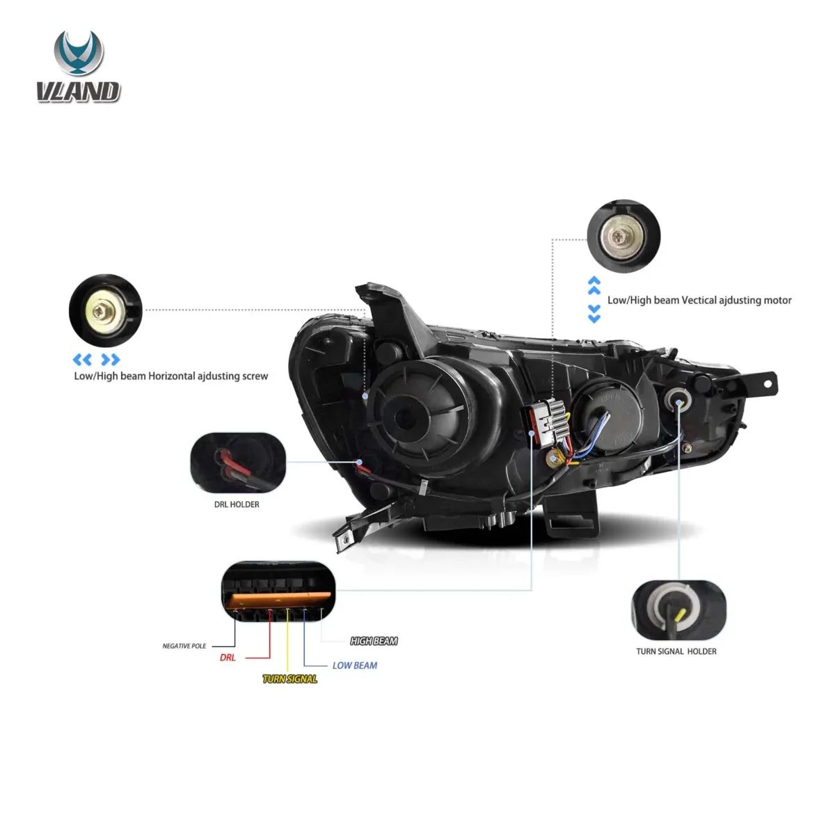 2008 Mitsubishi Lancer Headlights Replacement (08-17) With LED Projector Wiring Harness