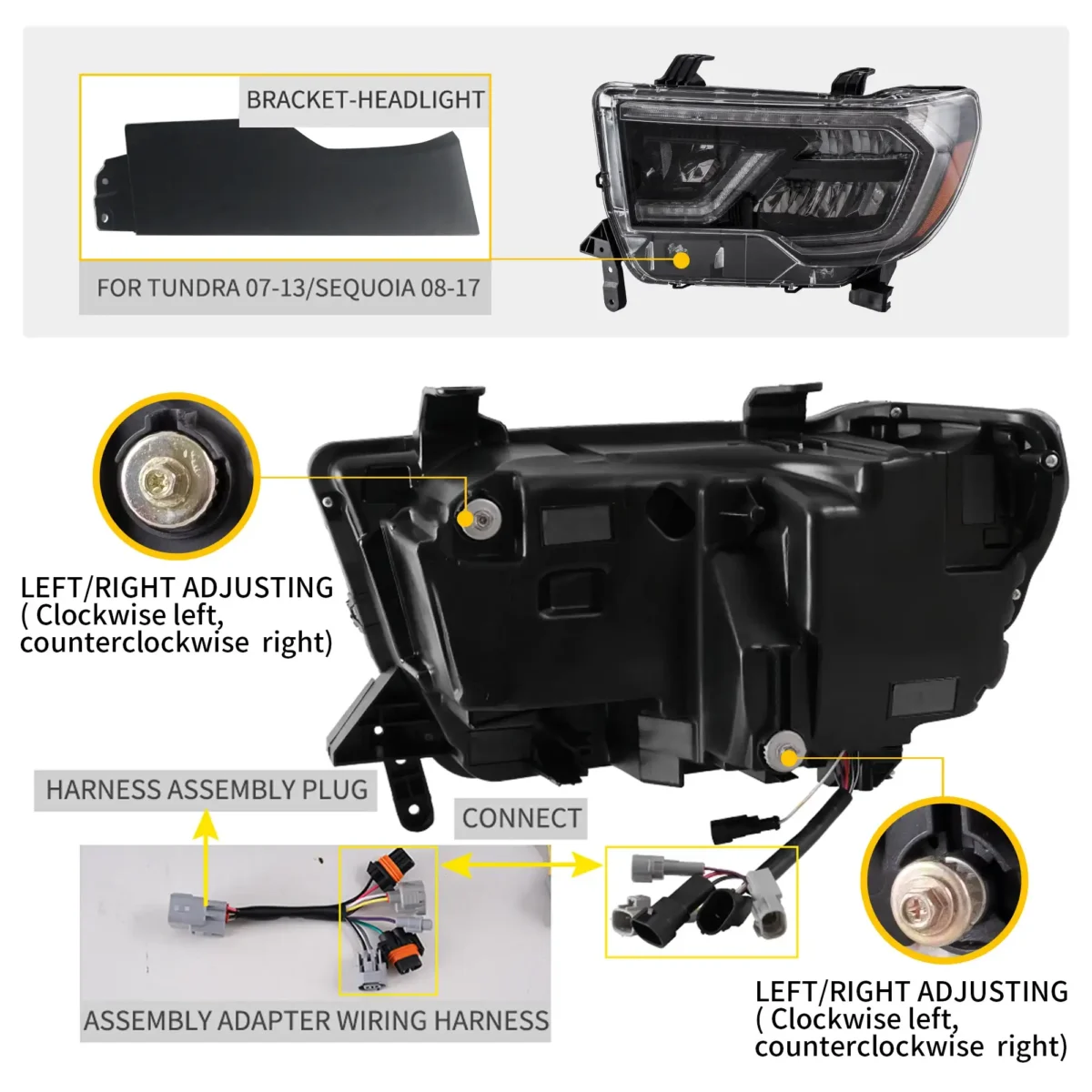 07-21 Sequoia Headlights Assembly With Bright LED DRL - Image 11
