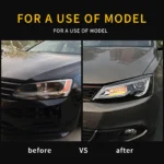 2011 VW Jetta Headlights (11-18) MK6 Replacement LED Performance Kits Before and After