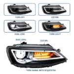 2011 VW Jetta Headlights (11-18) MK6 Replacement LED Performance Kits Function Show