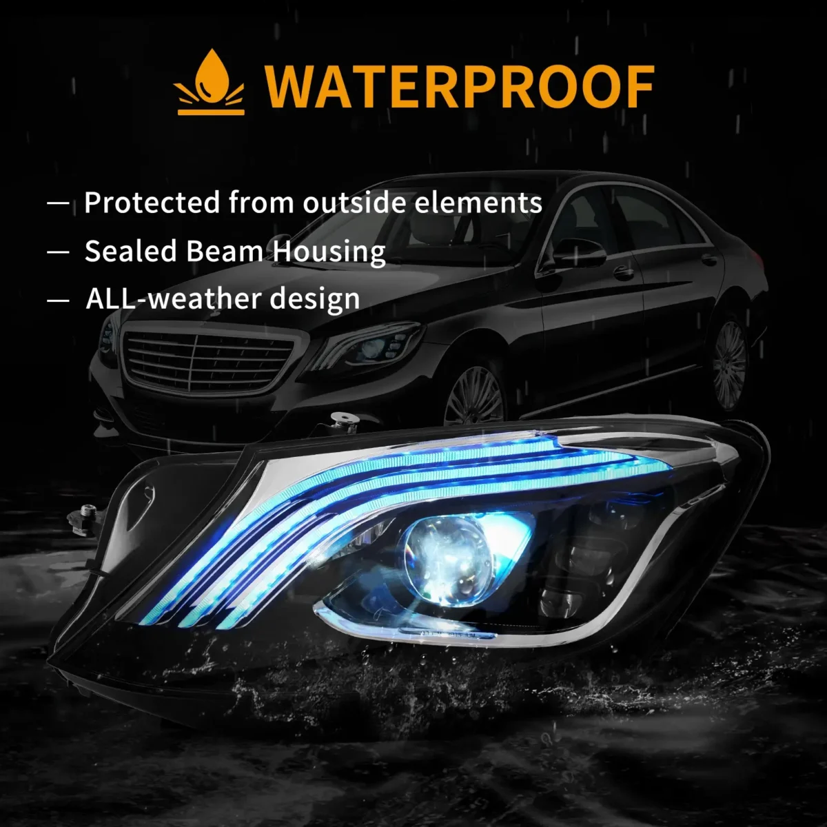 14-17 Mercedes S550 Headlights Upgrade Kit With LED Matrix Projector - Image 12