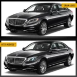 2015 Mercedes S550 Headlights Upgrade Kit (14-17) With LED Matrix Projector Before and After