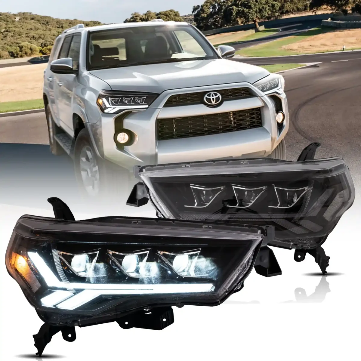 2014-2020 4runner LED Headlights Upgrade To LED Matrix Projector C