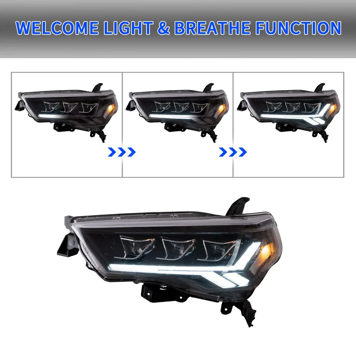 2014-2020 4runner LED Headlights Upgrade To LED Matrix Projector Dynamic Animation Light