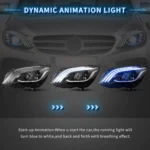 2015 Mercedes C300 Headlights C-Class W205 Replacement (15-21) LED Assembly Start Up