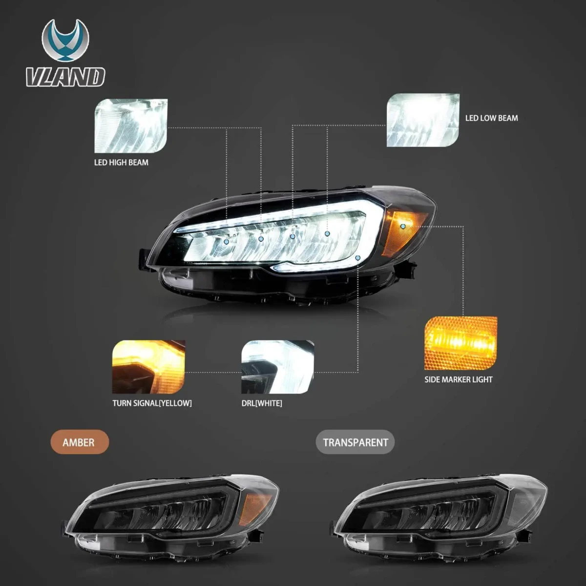 2015 WRX LED Headlights (15-21) Assembly Retrofit Kits Function Show