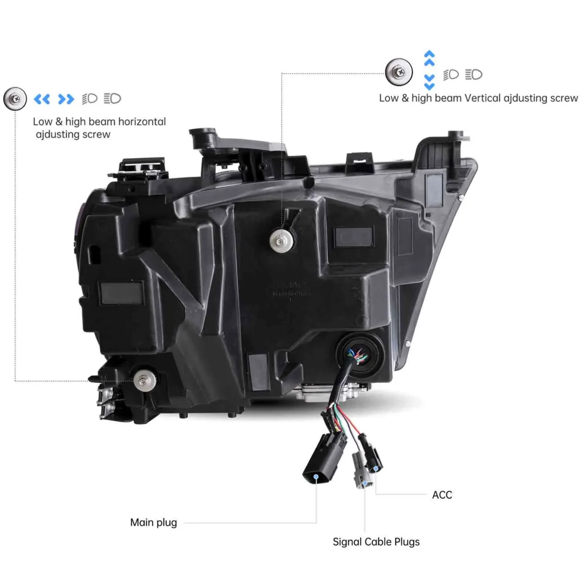 2022 Ram 1500 Headlights Upgrade To LED Matrix Projector Wiring Harness(19-24)