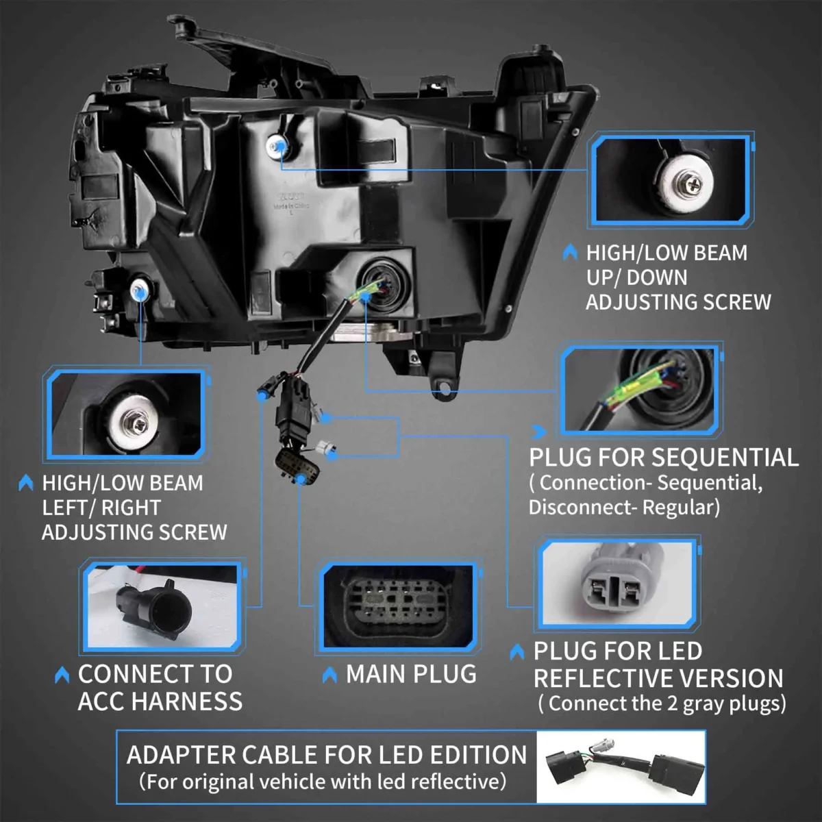 2020 Ram 1500 LED Headlights Replacement (19-24) With Bright DRL Wiring Harness