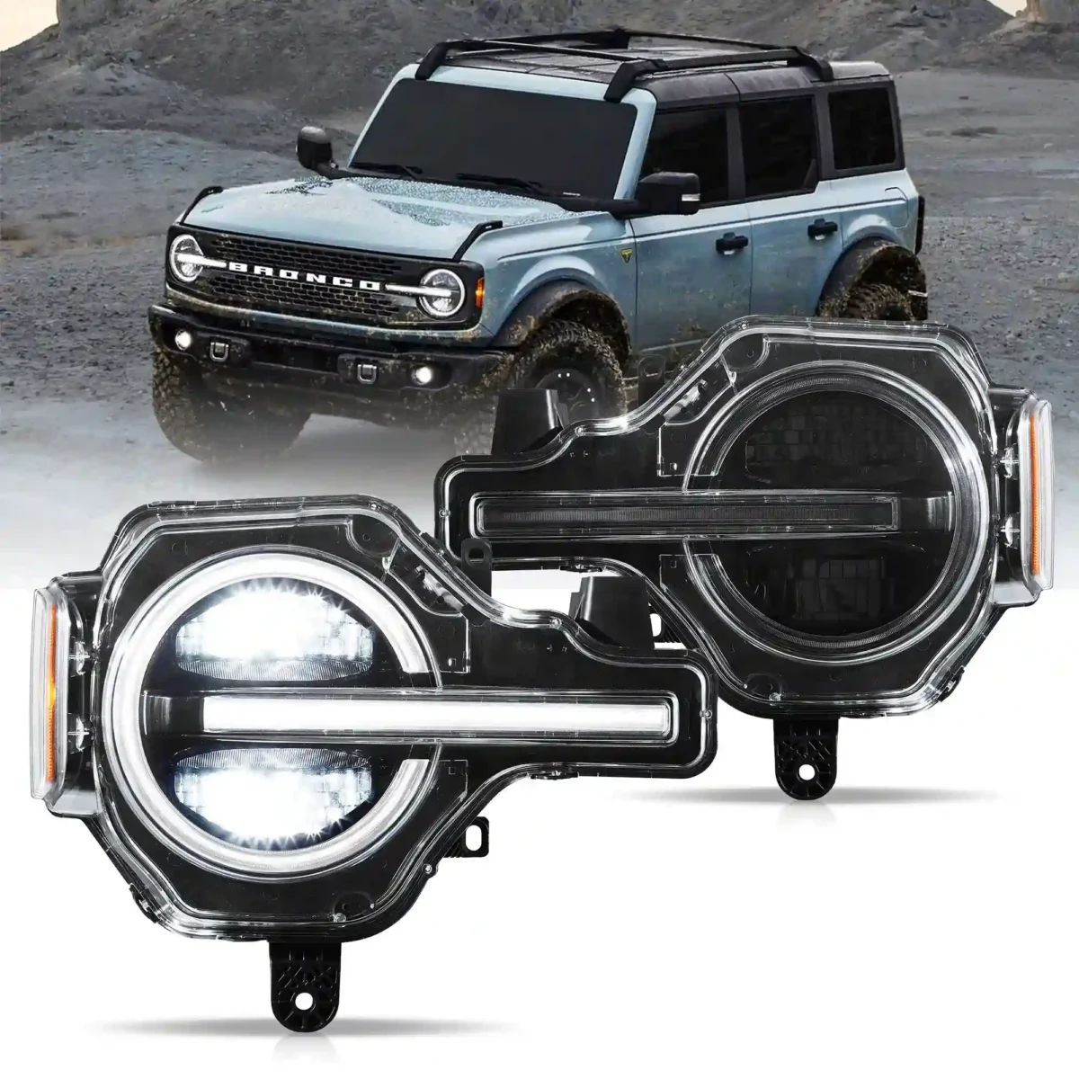 2023 Ford Bronco Headlights Replacement (21-up) With LED Projector W