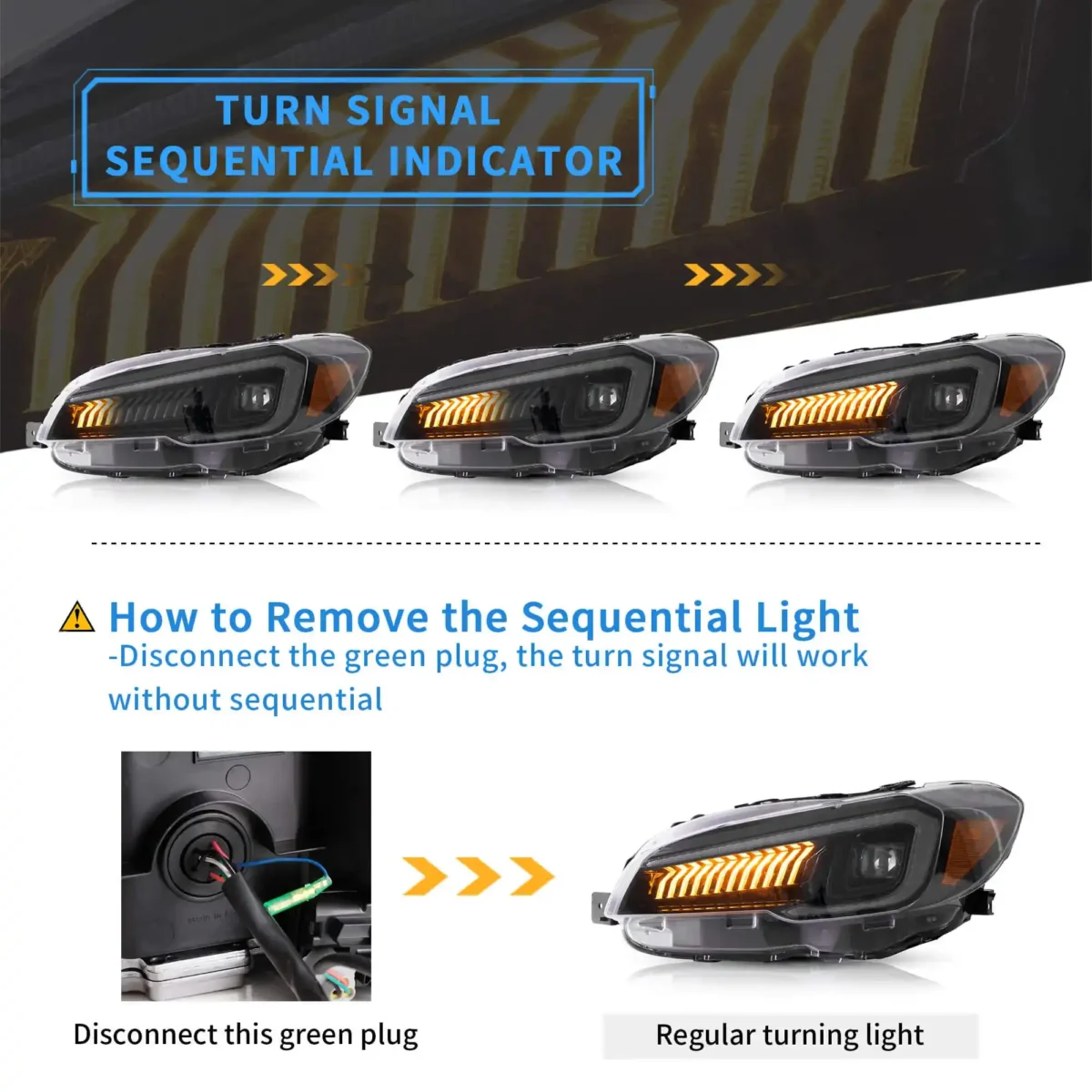2015 Subaru WRX Headlights (15-21) Upgrade To LED Projector Sequential Turn Signal