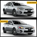 EVO X Demon Eye Headlights Vland Customized Kit Before and After