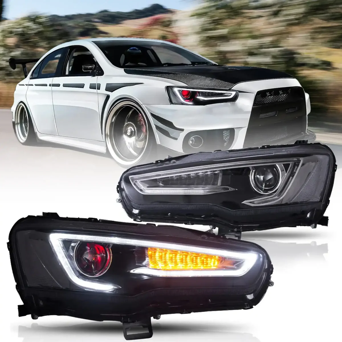 EVO X Demon Eye Headlights Vland Customized Kit - Image 1